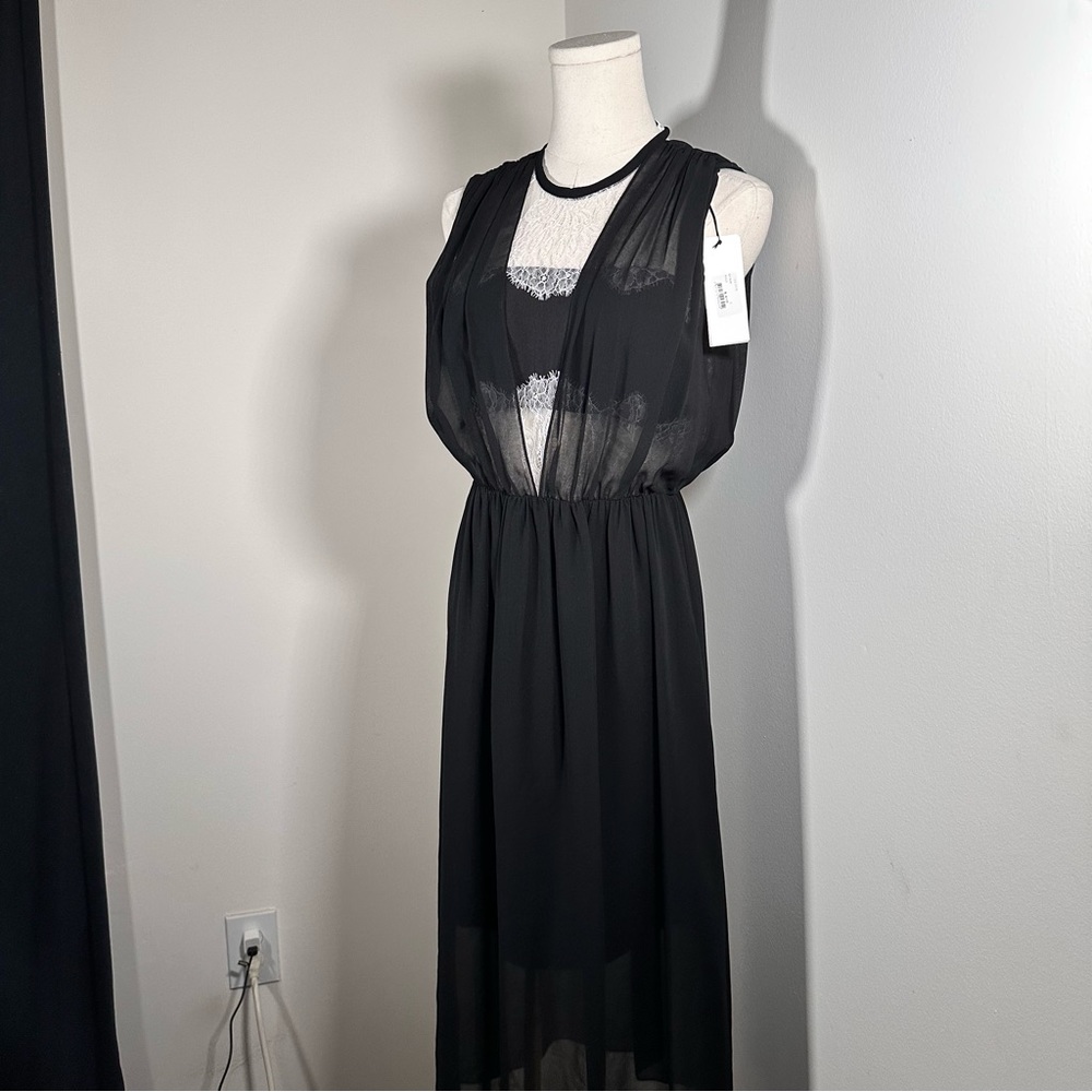 NWT SANDRO PARIS Parisian maiden black lace bandeau chiffon dress